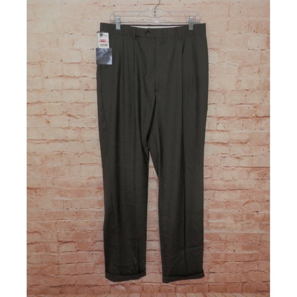 NEW J Ferrar Men's Size W34/L34 Brown Pleated Roll Up Cuff Dress Pants NWT! 2264